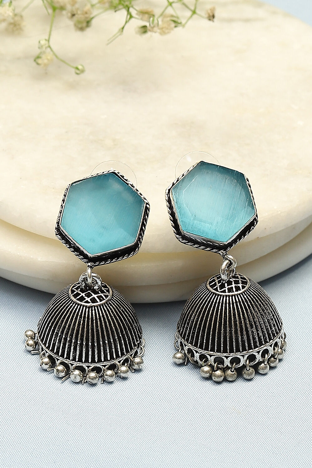 Blue Brass Earrings image number 0