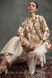 Cream-Colored Silk Chanderi Floral Printed Gathered Co-ord Set image number 0