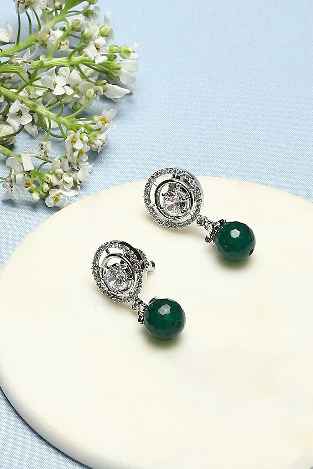 Green Brass Earrings image number 0
