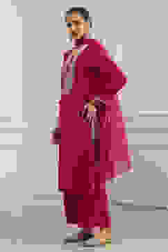 Fuchsia Solid Straight Suit Set image number 3