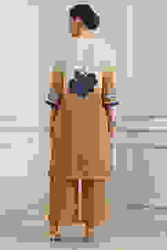 Orange Viscose Rayon Straight Printed Fusion Set image number 4