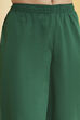Green Poly Viscose Slub Embroidered Straight Kurta Set image number 2