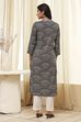 Black Cotton Printed Straight Kurta image number 3