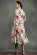 Ivory Silk Chanderi Floral Front-Open Dress image number 3