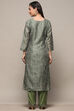 Olive Chanderi Unstitched Suit set image number 6