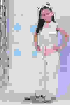 White Cotton Straight Solid Palazzo image number 5