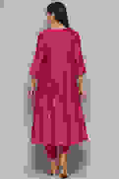 Fuchsia Cotton Silk Straight Kurta Salwar Suit Set image number 5