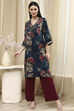 Coral Red Floral Printed Straight Kurta image number 5