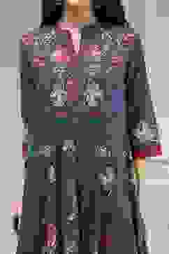 Blue Cotton Printed Anarkali Suit Set image number 1