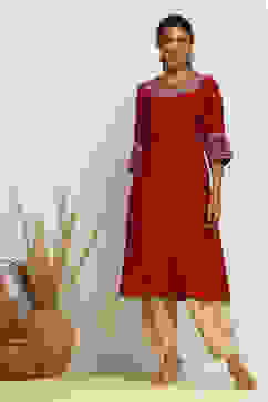 Maroon Solid Festive Straight Kurta image number 0