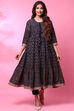 Black Cotton Double Layered Printed Kurta