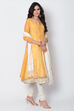 Yellow Poly Cotton Front Open Kurta Churidar Suit Set image number 3