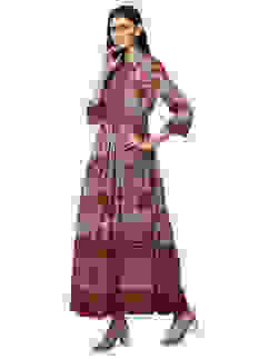 Green Cotton Flared Printed Dress image number 2