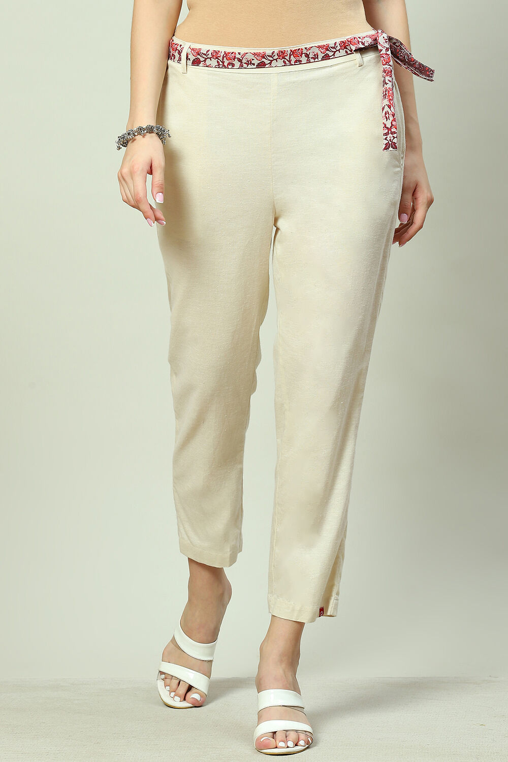 Off White Cotton Blend Palazzo image number 0