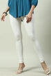 White Cotton Blend Solid Churidar image number 2