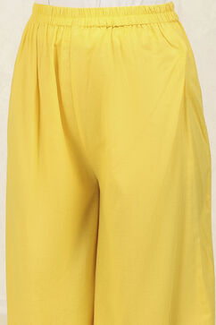 Mustard Yellow Cotton Hand Block Print Unstitched Suit Set image number 3