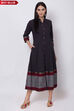Black Cotton Flared Fusion Wear Dress image number 0