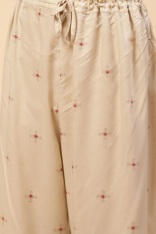 Ecru Straight Modal Straight Kurta Palazzo Suit Set image number 3