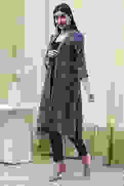 Indigo Poly Mettalic Front Open Yarndyed Shrug image number 2