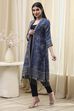 Indigo Poly Mettalic Front Open Yarndyed Shrug image number 2