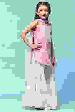 Pink Lehriya Cotton Kurta With Sharara & Net Dupatta image number 6