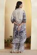 Blue Viscose Rayon Paisley Printed Straight Kurta Set image number 6