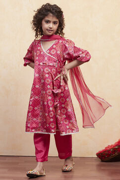 Coral Pink Polyester Flared Suit Set image number 0