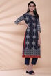 White Cotton A-Line Printed Kurta image number 4