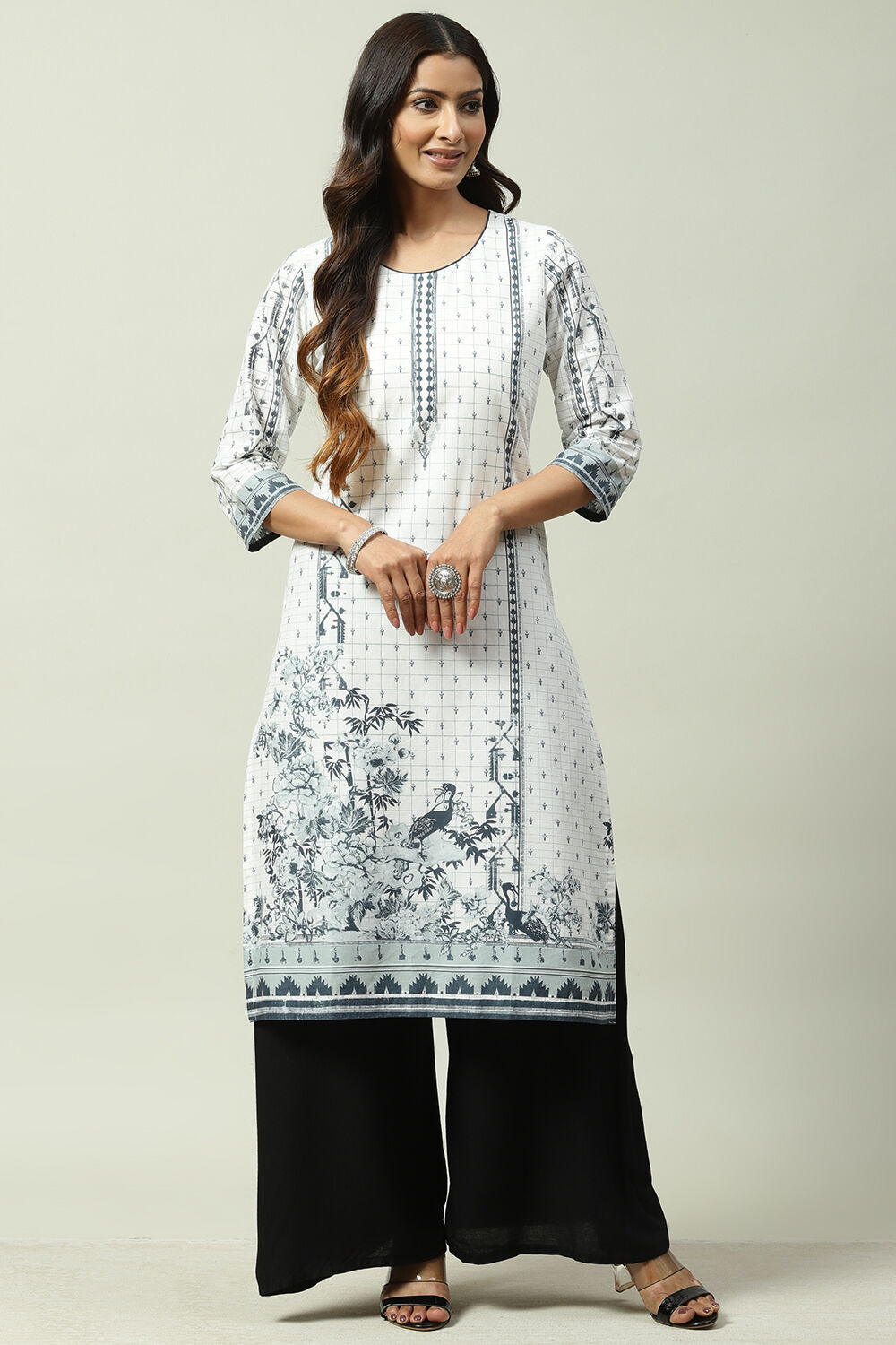 White Cotton Straight Kurta image number 0