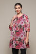 Black Polyester Straight Printed Top