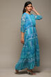 Black Cotton Blend Tiered Printed Dress image number 3