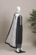 Black Cotton Machine Embroidered Unstitched Suit Set image number 4