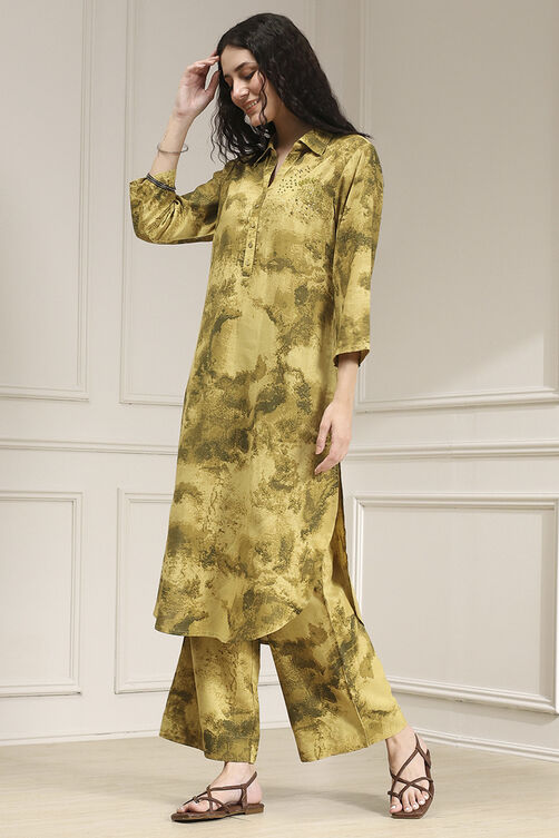 Green Printed Kurta Pants Co-ord Set image number 3