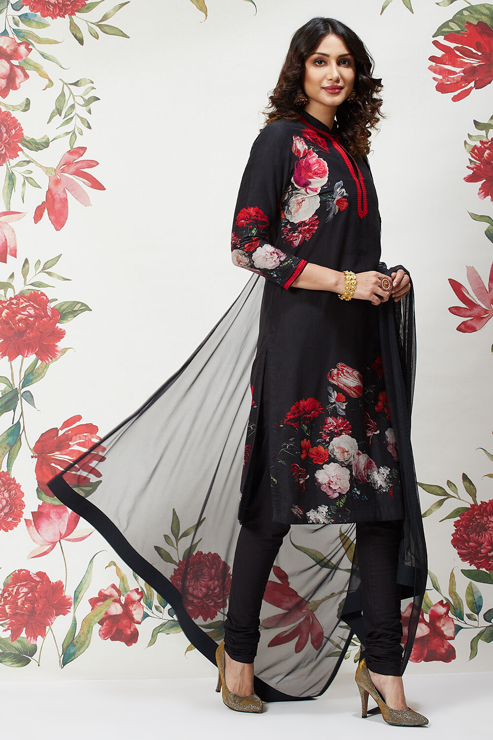 Rohit Bal Off White Cotton Straight Printed Suit Set image number 6