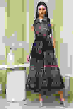 Indigo Cotton Floral Tiered Dress image number 5