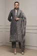 Grey Cotton Blend Woven Unstitched Suit Set image number 1