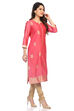 Off White Poly Metallic Cotton Straight Printed Kurta image number 2