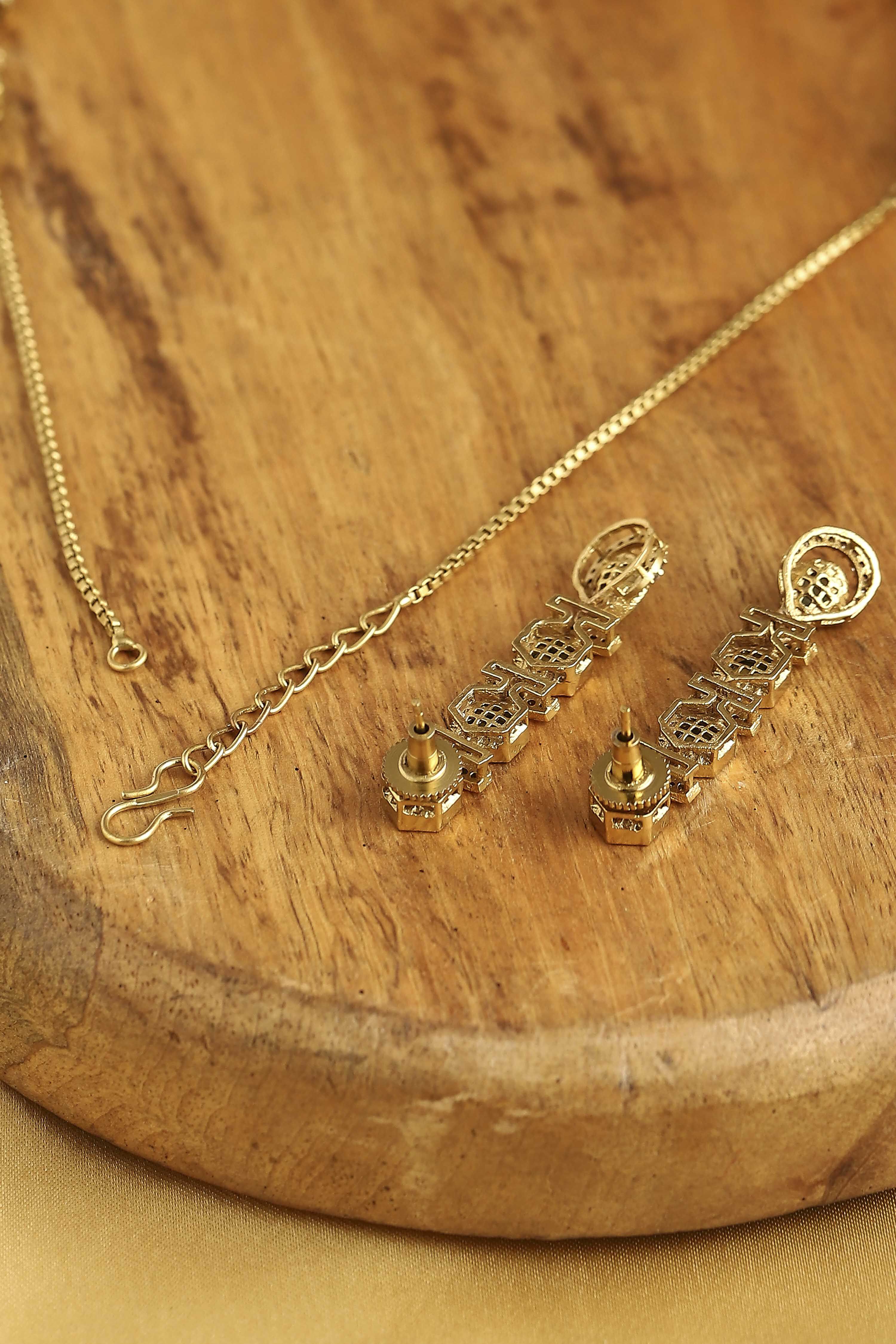 Mint Green Brass Kundan Set image number 2