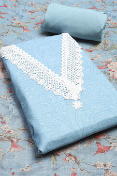 Sky Blue Linen Unstitched Suit Set image number 1