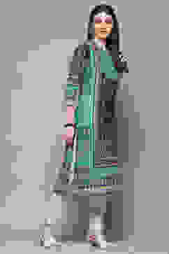 Teal Cotton Straight Kurta image number 4