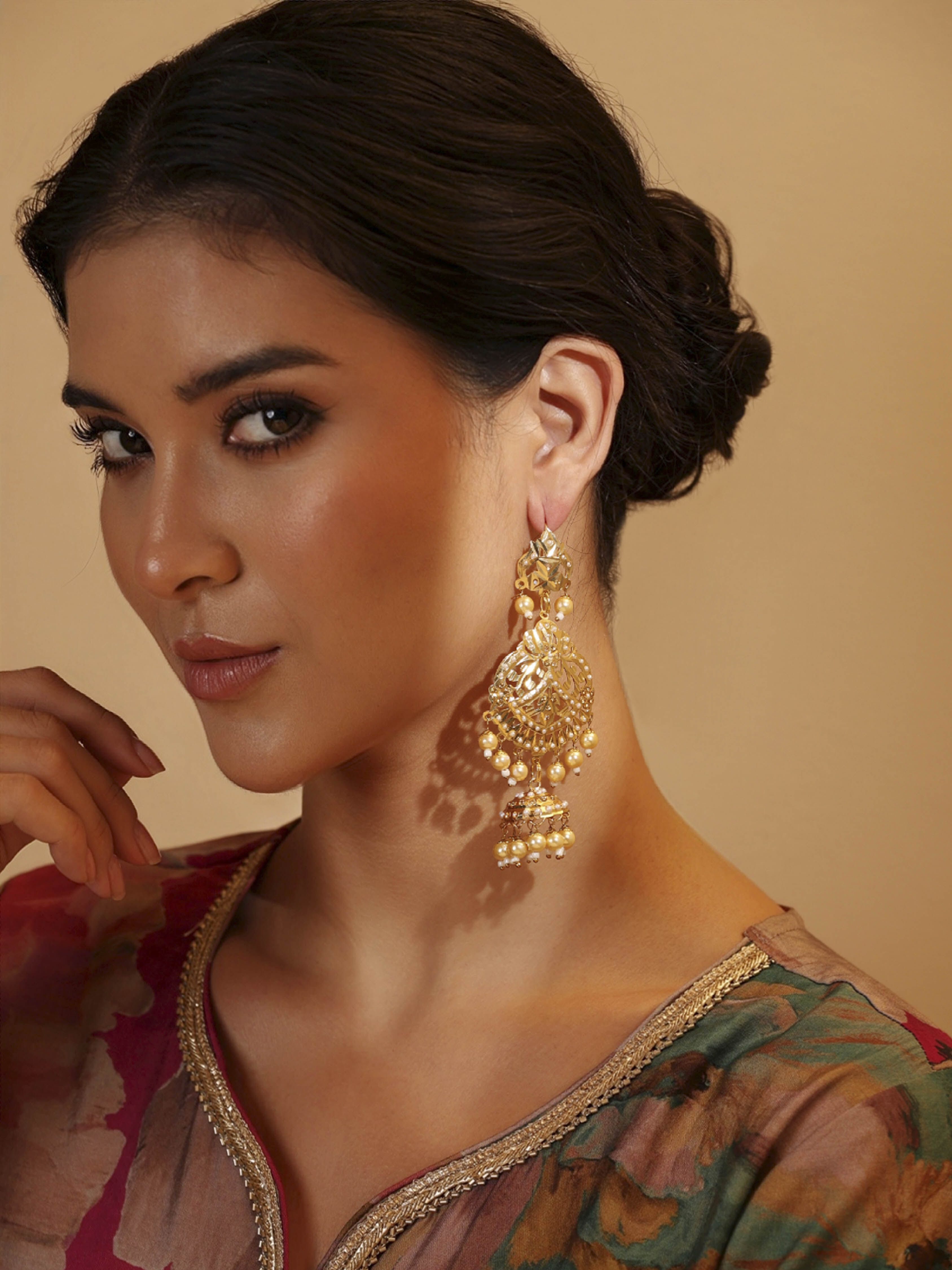 White Gold Plated Brass Jhumkas image number 1