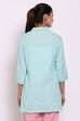 Sky Blue Cotton Flax Straight Kurta image number 5