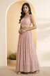 Pink Viscose Rayon Embellished Kalidar Lehenga Set image number 2