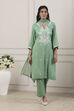 Green Viscose Rayon Straight Suit Set image number 6