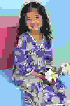 Blue Cotton Printed Gathered Suit Set image number 7