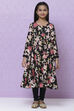 Black Cotton Girls Anarkali Kurta Churidar Suit Set image number 4