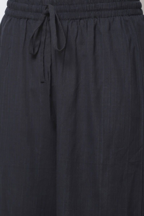 Black Straight Cotton Fusion Wear 2 Piece Set image number 2