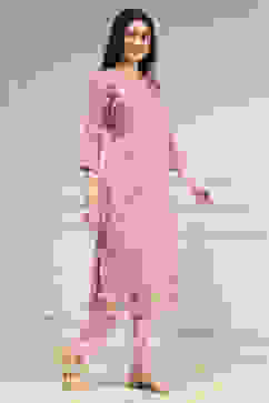 Pink Cotton Printed Unstitched Suit Set image number 6