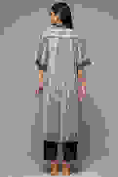 Beige & Black Cotton Blend Straight Printed Kurta image number 2