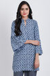 Denim Blue Cotton Straight Printed Kurta image number 0
